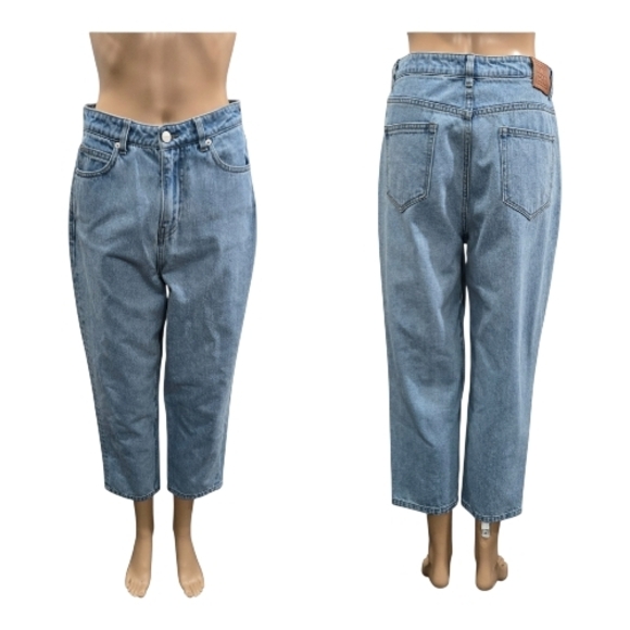 Toteme Toury Classic Cut High-Rise Tapered Cropped Jeans - Light Wash Size 27 - Picture 6 of 9